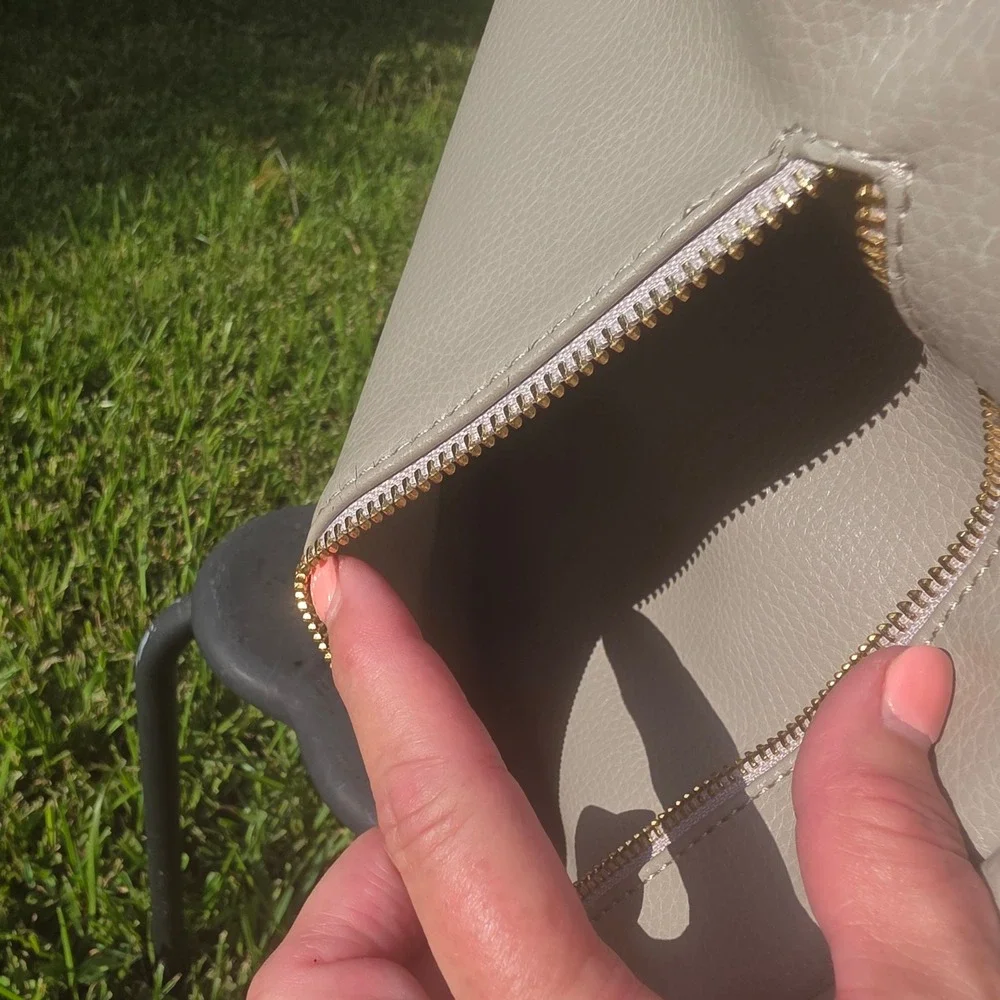 Fawn Design Original Diaper Bag Gray Vegan Leather Backpack Gold Hardware